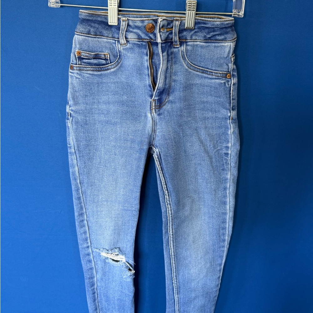 New Look Petite high waist disco jeans in bright blue